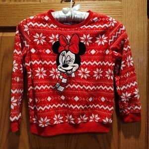Disney Minnie Mouse Holiday Red And White Kids Fleece